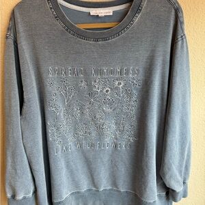 Jane and Delancy Embroidered Knit Top Mineral Wash   Size 1X